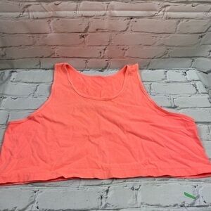 Cropped oversized‎ neon orange tank top